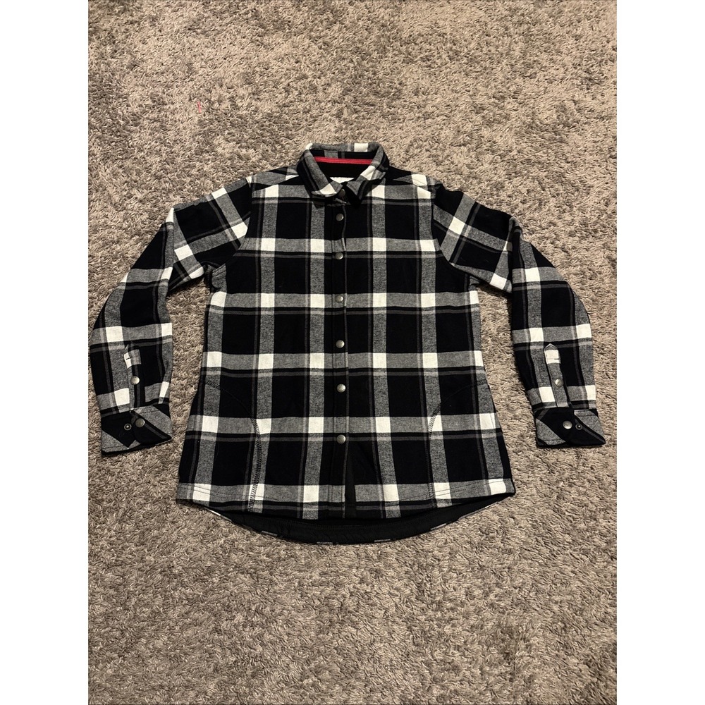 Orvis Small S‎ Black White Buffalo Plaid Fleece Shirt Long Sleeve Shirt Jacket